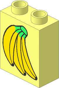 Duplo Brick  1 x  2 x  2 with Bananas Pattern