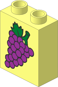 Duplo Brick  1 x  2 x  2 with Purple Grapes Pattern