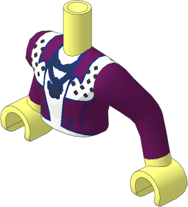 Figure Friends Man Torso with Arms with Dark Azure and White Jacket with Silver Squares and Music Notes Necklace Pattern