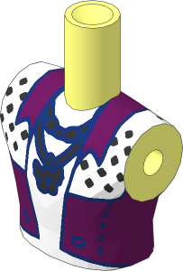Figure Friends Man Torso with Dark Azure and White Jacket with Silver Squares and Music Notes Necklace Pattern