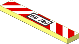 Tile  1 x  6 with Red and White Warning Stripes, "EB 220" Licence Plate Pattern