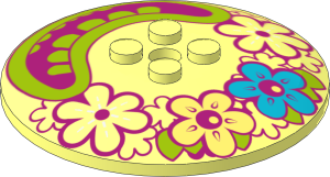 Dish  6 x  6 Inverted with Solid Studs with Four Flowers and Large Magenta Mouth Pattern