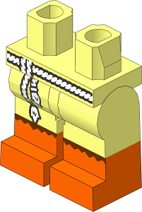Minifig Hips and Legs with Rope Belt and Orange Feet Pattern