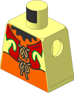 Minifig Torso with Red Fire Vest, Metallic Spiked Collar Pattern