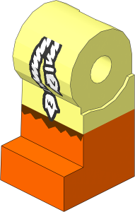 Minifig Leg Right with Rope Belt and Orange Feet Pattern