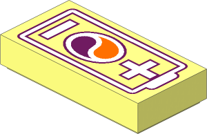 Tile  1 x  2 with White Battery and Octan Logo Pattern