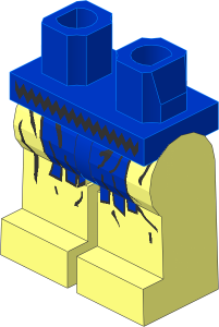 Minifig Hips and Legs with Black Zigzag Belt and Blue Fringe Pattern
