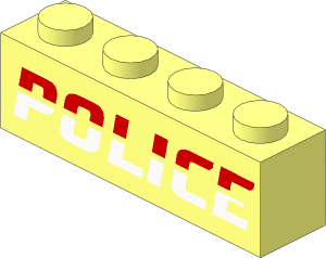 Brick  1 x  4 with Bright Light Blue and White "POLICE" Pattern