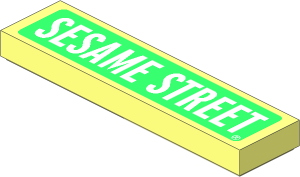 Tile  1 x  4 with White 'SESAME STREET' on Bright Green Background Pattern