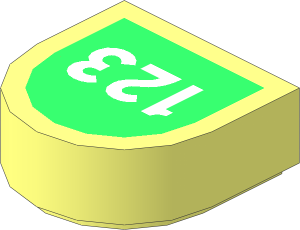 Tile  1 x  1 with Rounded End with White '123' on Bright Green Background Pattern