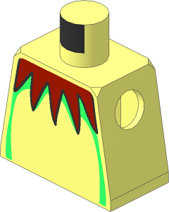 Minifig Torso with Yellowish Green Collar over Green Stripes Pattern