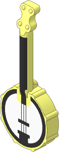 Minifig Banjo with White Skin and Metallic Silver Strings Pattern