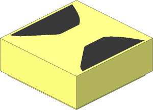 Tile  1 x  1 with Black Symmetrical Trapezoids Pattern