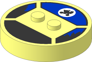 ~Electric Brick  4 x  4 x  0.667 Round - Top with  2 Studs with Black Bicycle Silhouette in White Circle Pattern