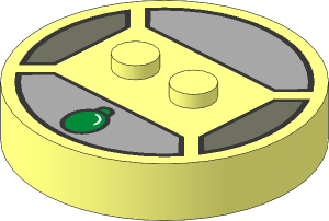 Brick  4 x  4 x  0.667 Round with RFID Tag and  2 Studs with Gold Pendant Pattern