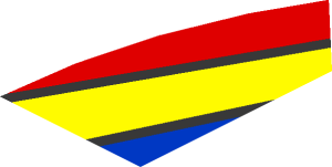 ~Electric Brick  4 x  4 x  0.667 Round - Top with  2 Studs with Red, Yellow and Blue Stripes Pattern - Quarter