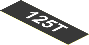 Sticker  0.8 x  0.8 with White "125T" on Black Background