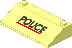 Slope Brick 33  3 x  6 with Black "POLICE" and Red Line Sticker