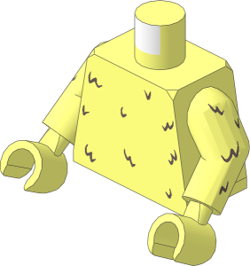 Minifig Torso with Arms and Hands with Dark Brown Fur Pattern