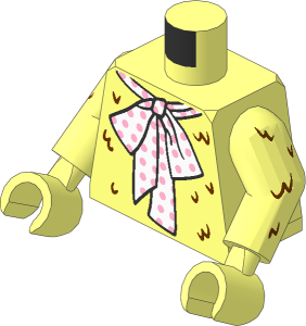 Minifig Torso with Arms and Hands with White Scarf, Reddish Brown Fur Pattern