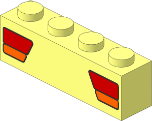 Brick 1 x 4 with Red and Orange Car Taillights Pattern