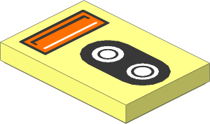 Tile  2 x  3 with Metallic Silver and Black Headlight and Orange Direction Indicator Pattern