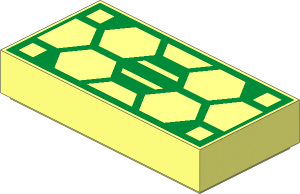 Tile  1 x  2 with Gold Hexagonal Solar Panel Pattern