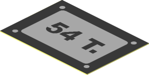 Sticker  1.0 x  1.4 with Black "54 T." on Light Bluish Grey Background with Black Frame