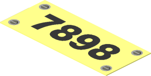 Sticker  0.8 x  1.9 with Black "7898" and Four Screws