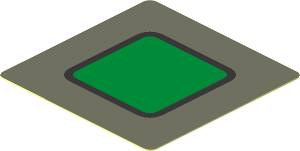 Sticker  1.8 x  1.8 with Green Rounded Square with Black Outline on Dark Bluish Grey Background