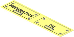 Sticker  1.0 x  4.4 with Black Frame and Black and Screws and Grip with Black "PNEUMATICS"/"OIL"