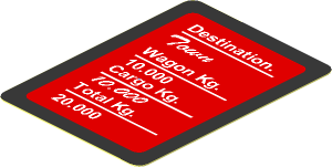 Sticker  2.2 x  1.6 with White Freight Information on Red Background with a Black Frame