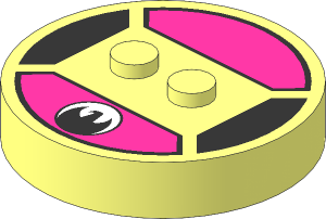 Brick  4 x  4 x  0.667 Round with RFID Tag and  2 Studs with Black Bird in Lavender Circle Pattern