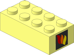 Brick  2 x  4 with Fire Logo Sticker on Both Ends