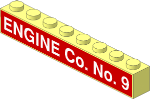 Brick  1 x  8 with "Engine Co. No. 9" Sticker