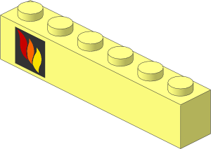 Brick  1 x  8 with Fire Logo Left Sticker