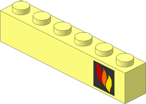 Brick  1 x  8 with Fire Logo Right Sticker
