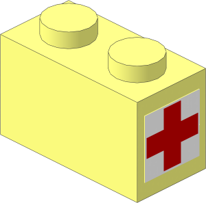 Brick  1 x  2 with Red Cross Sticker on Both Ends