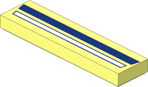 Tile  1 x  4 with White and Dark Blue Trapezoidal Stripes Pattern