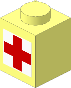 Brick  1 x  1 with Red Cross Sticker