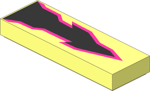 Tile  1 x  3 with Black Energy Bolt with Dark Pink Border Pattern
