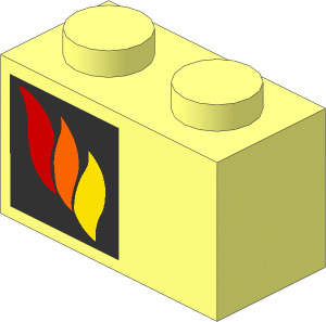 Brick  1 x  2 with Fire Logo Left Sticker