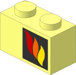 Brick  1 x  2 with Fire Logo Right Sticker