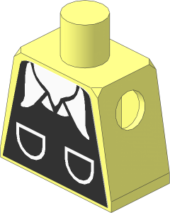 Minifig Torso with Town Vest with Pockets and White Shirt Collar Sticker