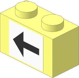 Brick  1 x  2 with Black Left Arrow Sticker