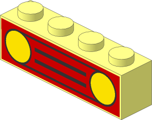 Brick  1 x  4 with Black Car Grille and Yellow Headlights Sticker