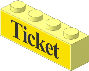 Brick  1 x  4 with Black "Ticket" Sticker
