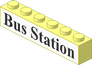 Brick  1 x  6 with Black "Bus Station" Sticker