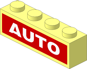 Brick  1 x  4 with White "AUTO" Sticker