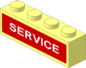 Brick  1 x  4 with White "SERVICE" Sticker